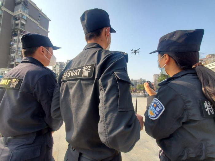 警用無人機(jī)助力銅陵市疫情防控(圖1)
